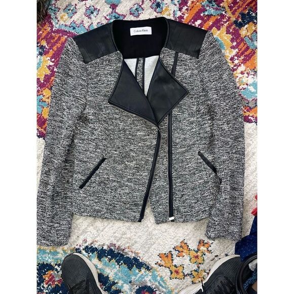 Chic Moto-Inspired Jacket: Elevate Your Style Calvin Klein Size‎ Petite Medium - Picture 1 of 1